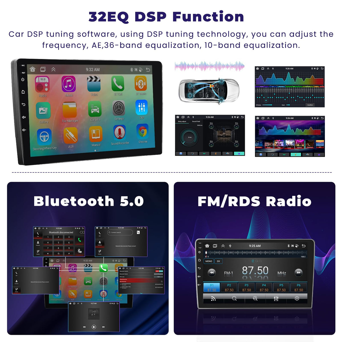 6+128G 8Core Android 15 Car Stereo for Honda Civic 1996-2001 Wireless Carplay Android Auto, 9 Inch 1280 * 720 Touch Screen Car Radio GPS Navi DSP BT 5.0 WiFi SWC + Backup Camera