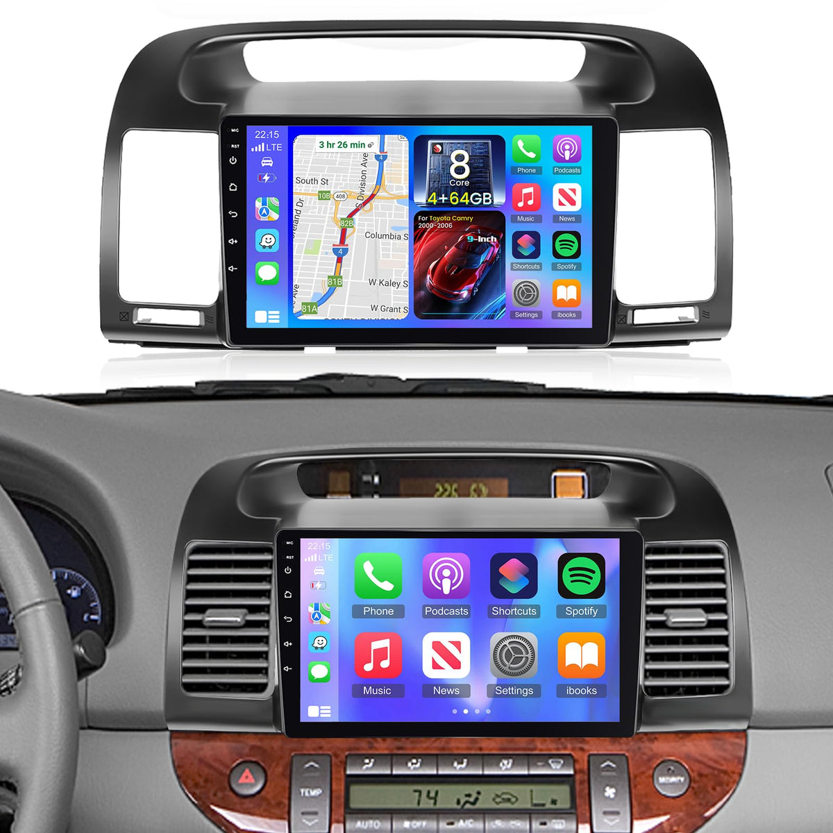 [4G+64G] 8 Core Car Radio for Toyota Camry 2002 2003 2004 2005 2006