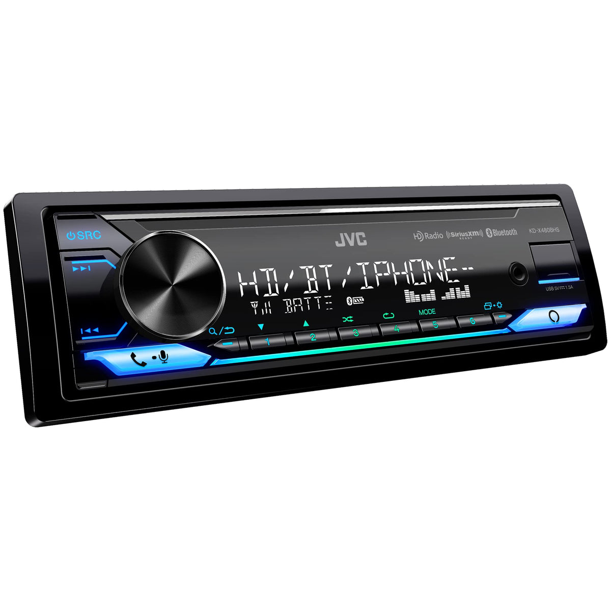 JVC KD-X480BHS Multimedia Car Stereo, Single Din, Built in Amazon Alexa, Blutooth Audio and Hands Free Calling, MP3, USB, AUX-in, AM/FM Radio Receiver, SiriusXM Ready, HD Radio