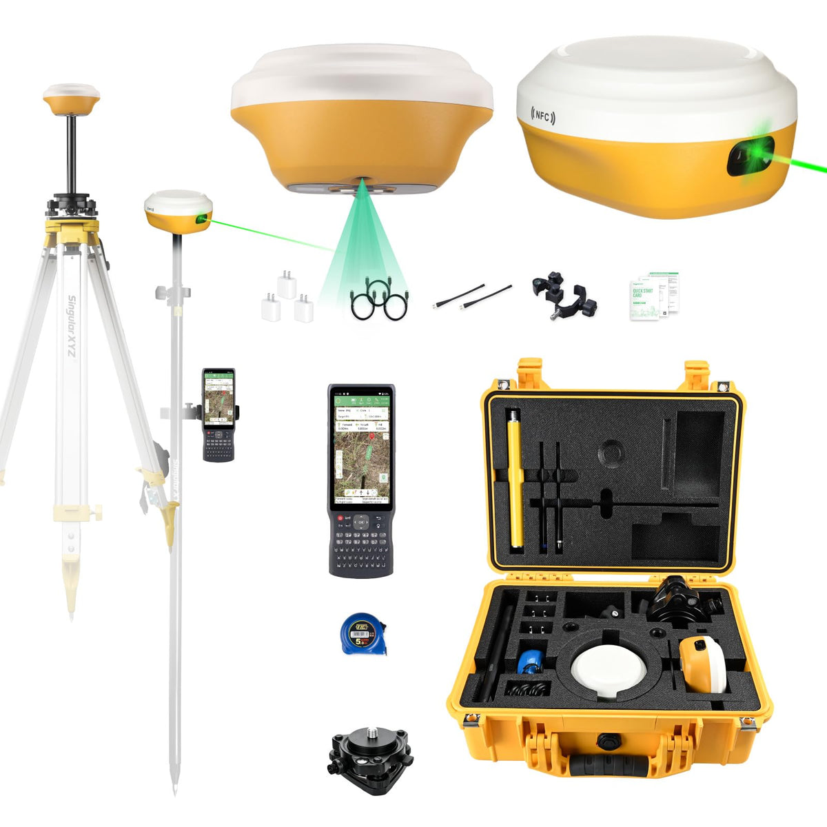 L1-AR+L1-Laser GNSS RTK Base+Rover – RTK GPS Handheld Collector with Software & Visual Stakeout with Camera, Global Shutter with 2 MP, 2cm Accuracy, 120° Tilt Survey | Professional Support