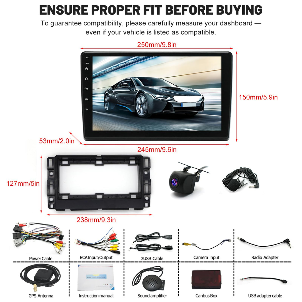 2+64G Car Radio for Chevy Express 2008-2024 w/Wireless CarPlay Android Auto