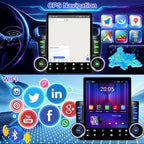 9.7" Android 15 Universal Car Stereo, 4+64G Quad Core Touch Screen Radio