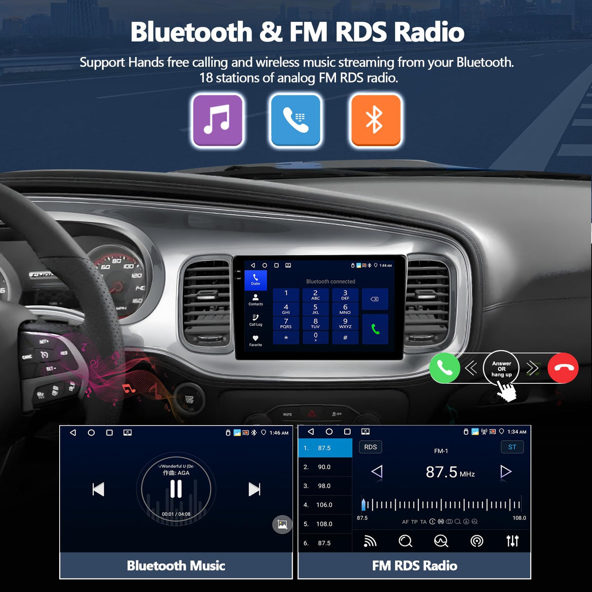 CAMECHO 4+128GB Car Stereo for Dodge Charger Radio 2015-2021 with Android 15 CarPlay Android Auto GPS Navigation Bluetooth, 9" InCell 1280 * 720 Touch Screen Head Unit with Backup Camera