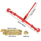 4 Pack 21ft Grade 80 Chain Load Binders 5400LBS Capacity Steel Set