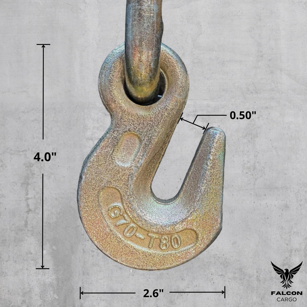 4PK 5/16-3/8" Folding Ratchet Load Binder G70 & G80-7,100 LBS WLL - Clevis Grab Hook, Chain Tie-Down