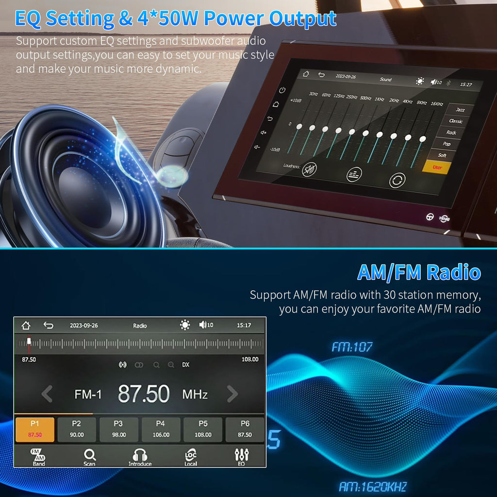 Geloo 2026 Upgraded Marine Stereo with Wireless CarPlay and Android Auto