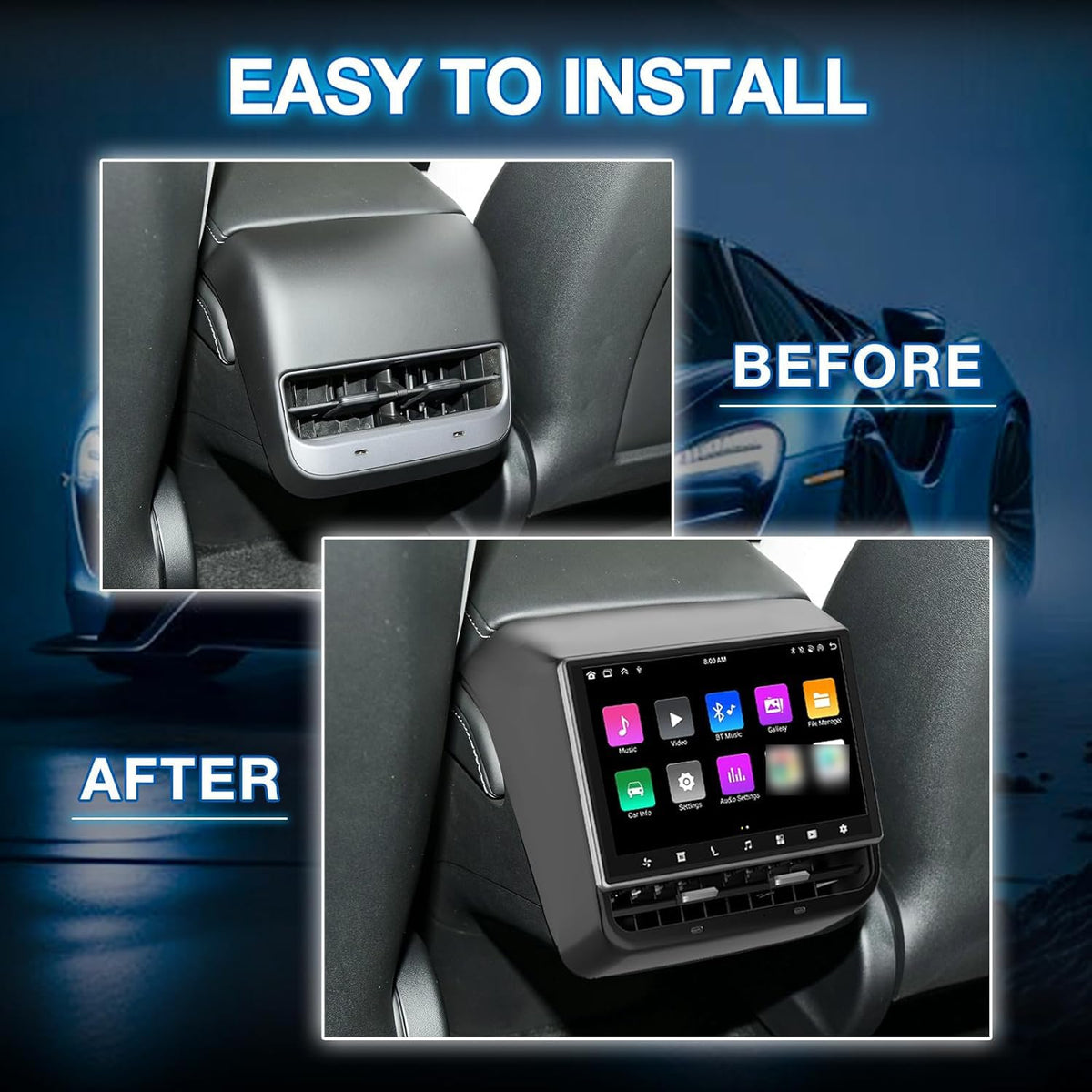 8.66" Rear Screen Compatible with Tesla Model Y 2019-2024 & 3 2019-2023