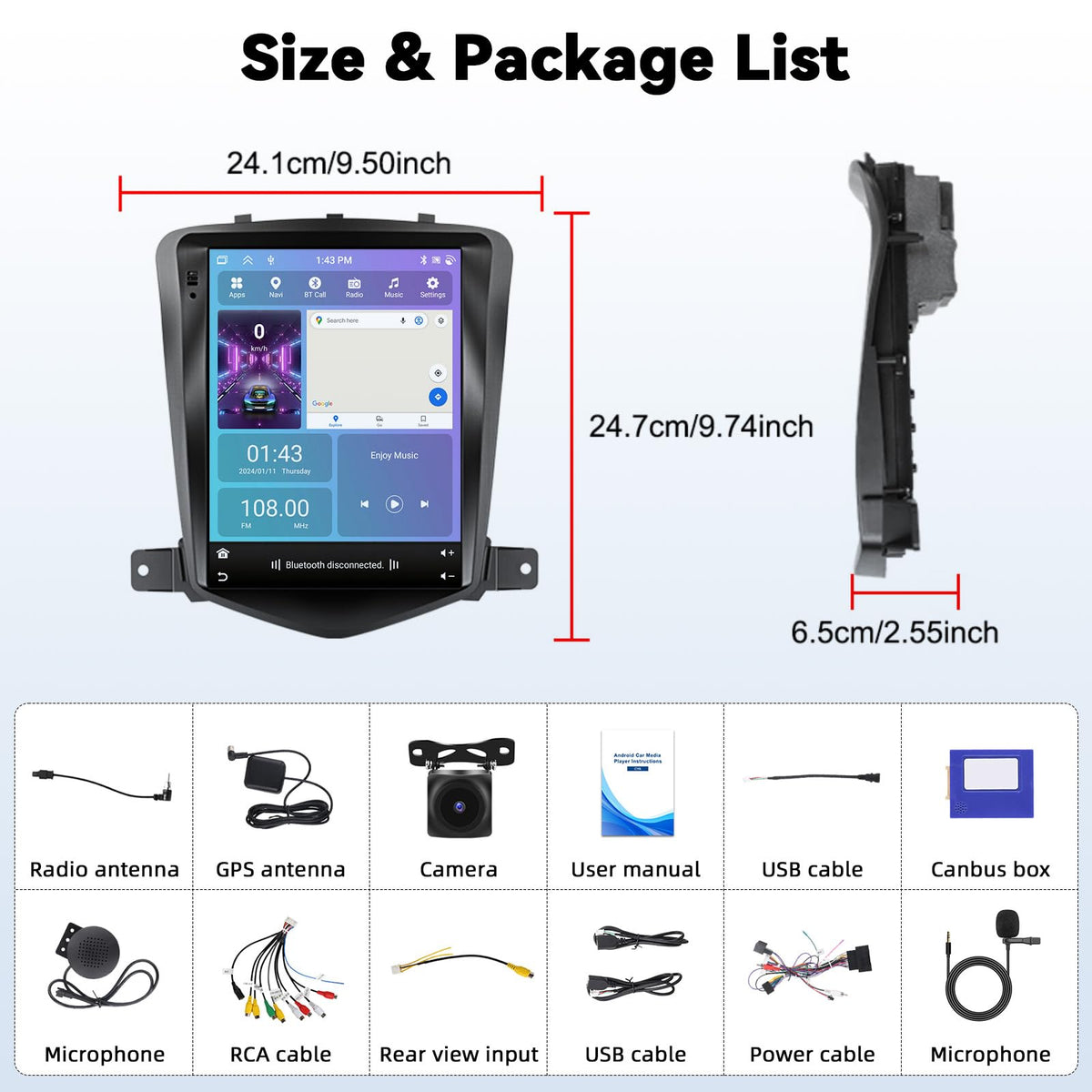 [8Core 4+64G] Android 15 for Chevrolet Chevy Cruze J300 2009-2015 Car Radio