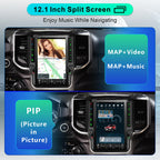 8 Cores 6+128G Radio Upgrade, 2019-2024 for Dodge Ram 1500 2500 3500 Truck Radio Upgrade,12.1 inch Vertical Touchscreen Support Wireless CarPlay Android Auto GPS Bluetooth FM SWC