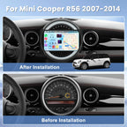 Car Stereo for Mini Cooper R56 2007-2014 with Wireless Apple Carplay Android Auto, 9'' Touch Screen for Cooper R56 Radio Upgrade, GPS, WiFi, Bluetooth, HiFi, SWC, FM, Split Screen, Mic, Backup Cam