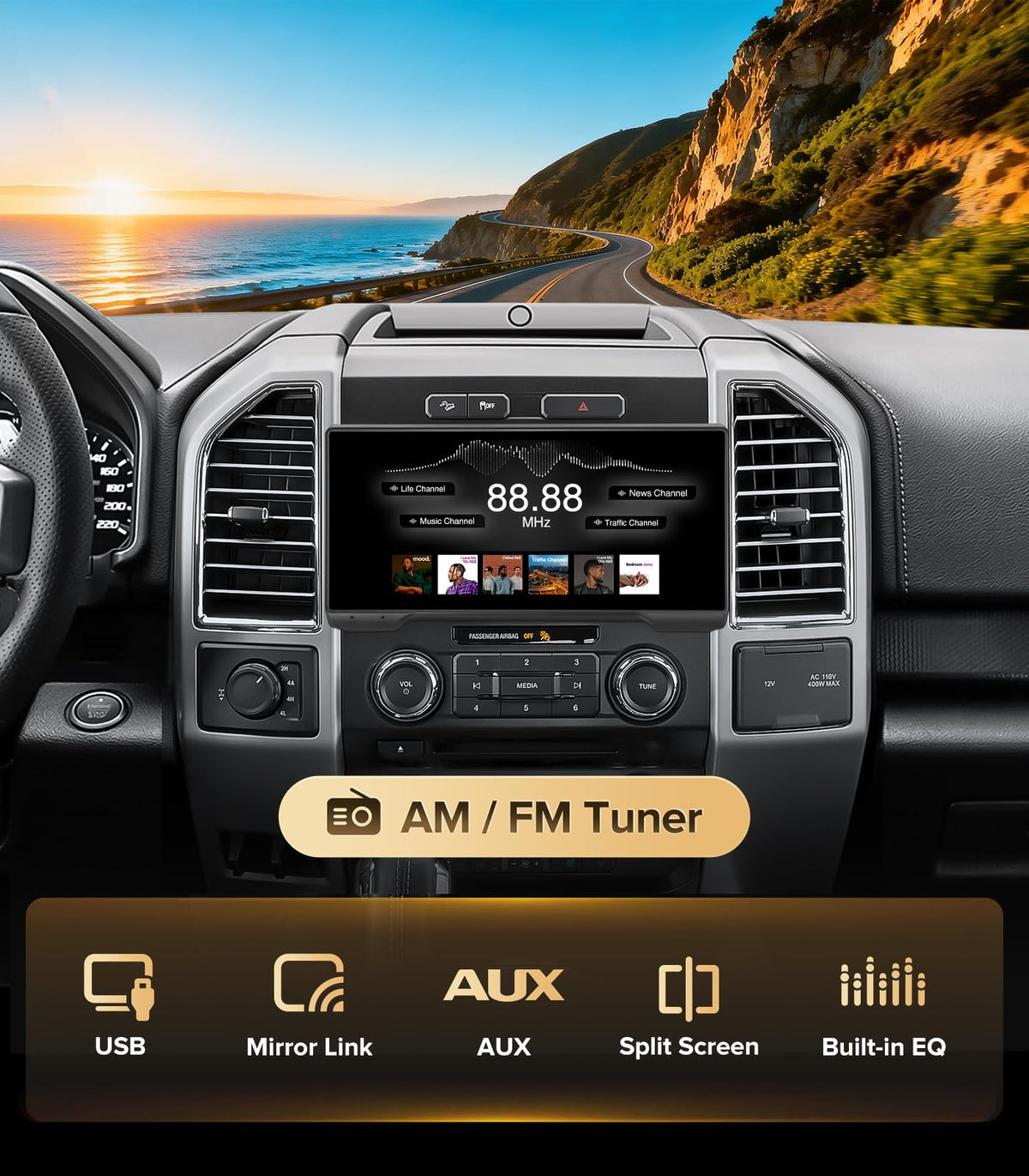 10.33" CarPlay Radio For Ford F150 15-20 F250 F350 17-22 Stereo Head Unit