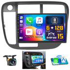 6+128G 8Core Android 15 Car Stereo for Honda Civic 1996-2001 Wireless Carplay Android Auto, 9 Inch 1280 * 720 Touch Screen Car Radio GPS Navi DSP BT 5.0 WiFi SWC + Backup Camera