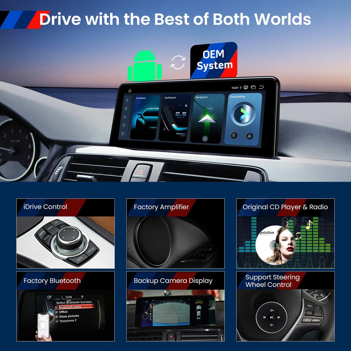 XTRONS Qualcomm 662 Android Car Stereo for BMW F30 F31 F32 F33 F34 F36 M3 M4 NBT System, 10.25 Inch IPS Touch Screen GPS Navigation Support Wireless CarPlay Android Auto Backup Camera (8+128GB)