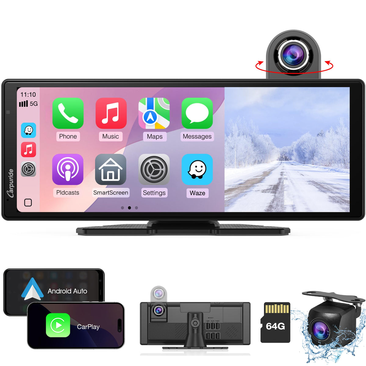 Carpuride W603B 6.3" Motorcycle Carplay Screen for R1200GS R1250GS S1000XR
