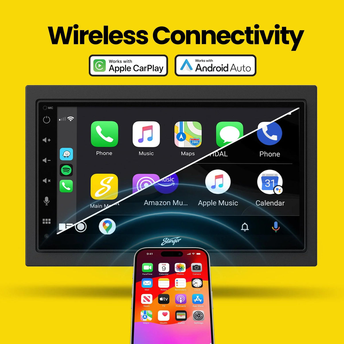 Stinger 6.8" Wireless Apple CarPlay Radio for Toyota Tundra (2014-2019)