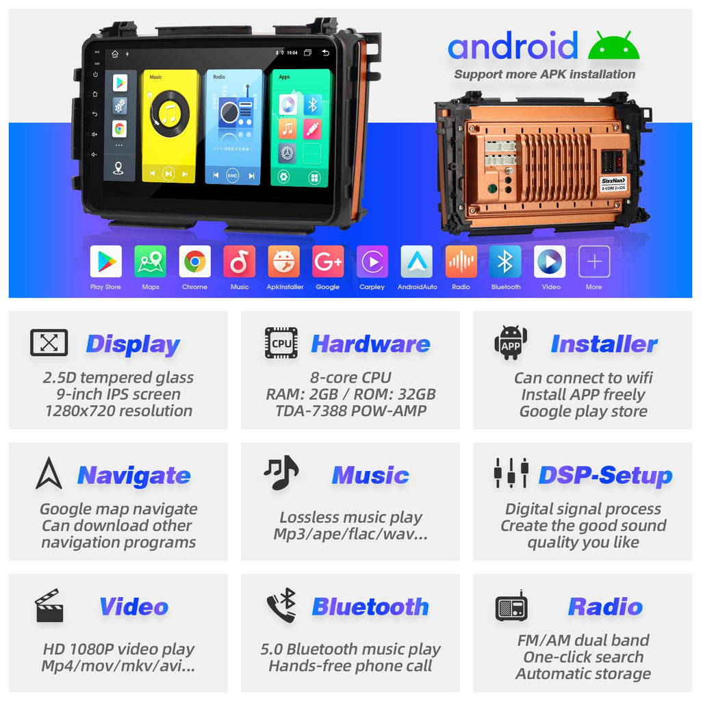 forHONDA HR-V 2016-2022 Radio Stereo Wireless Carplay Android Auto