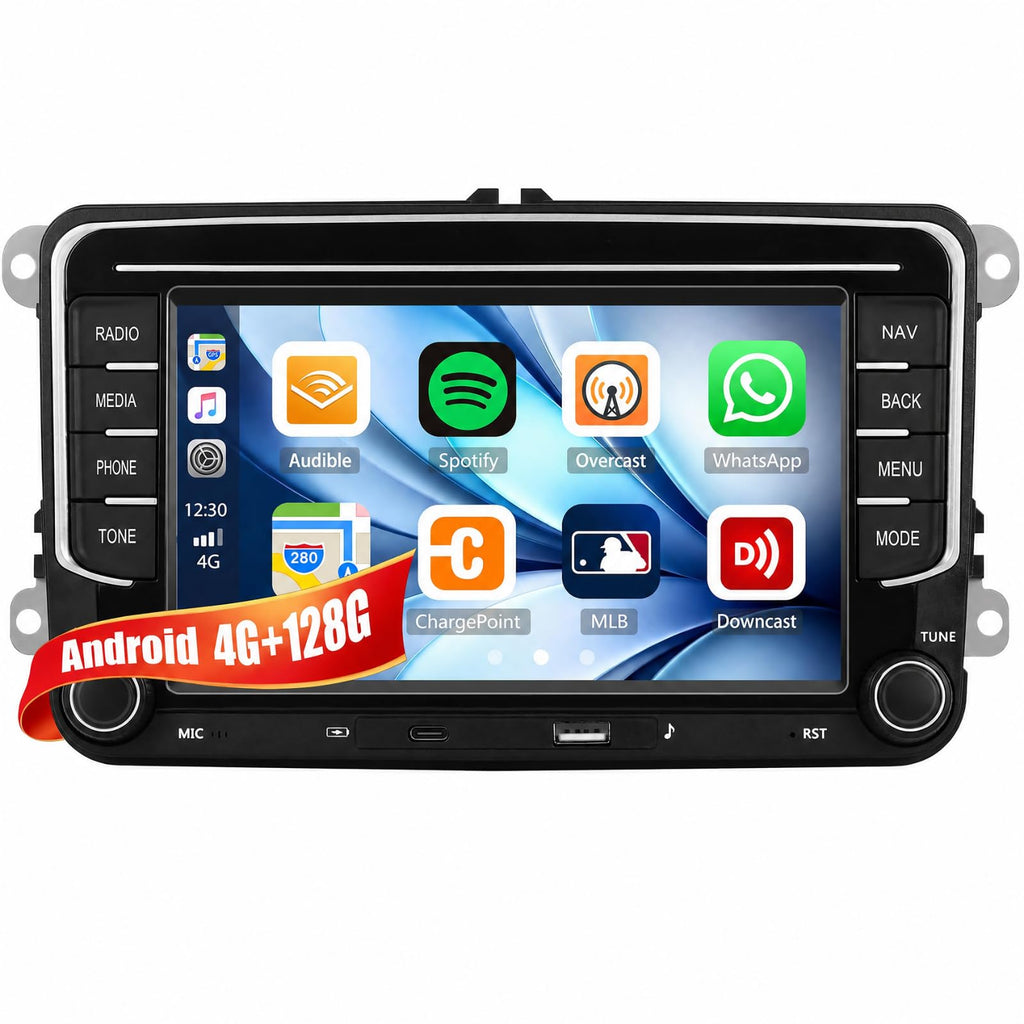 4G+128GB Android 15 Car Stereo for VW Car Radio with Wireless Carplay