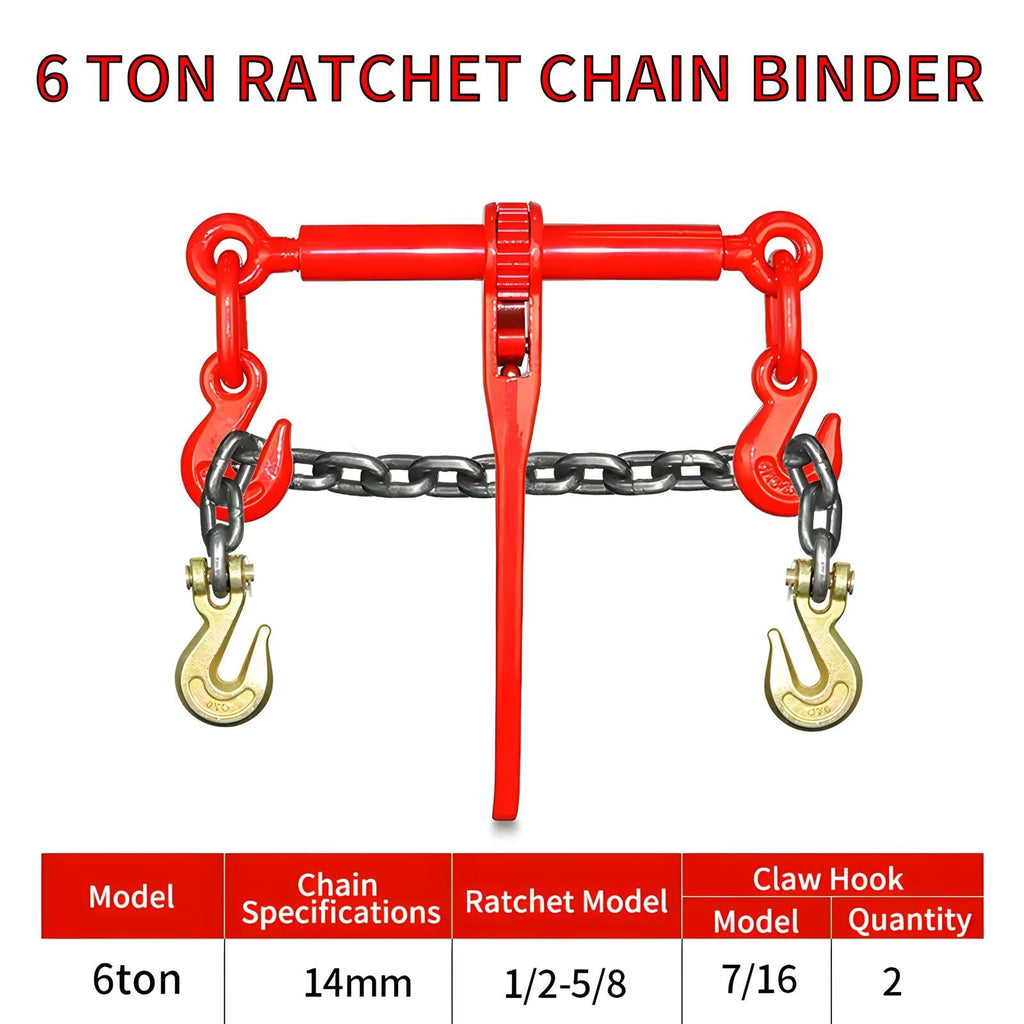 Ratchet Chain Binder Kit, 2 Ton Capacity, 5/16-3/8 Inch Load Binder with G80 Chain and Clevis Grab Hooks for Hauling, Towing, Tie Down - 2 Pieces
