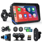 Motorcycle CarPlay Screen with Android Auto – 7” Waterproof GPS, Pantalla para Moto, Apple CarPlay, Navigation System for Motorcycle, Dual 4K Dash Cam Bluetooth Audio, BSD & TPMS