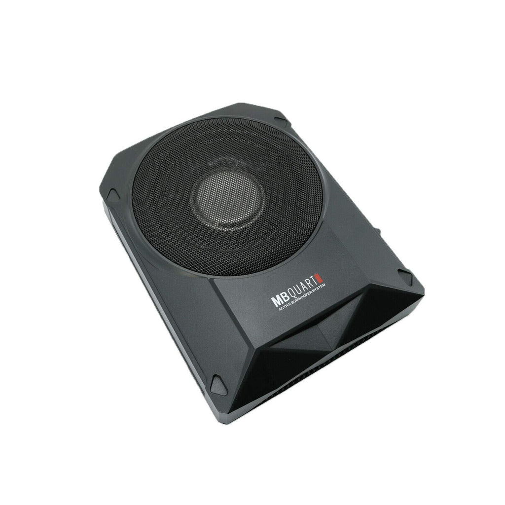 MB Quart RW-108A 600W Reference Series 8" Slim Low Profile Compact Under-Seat 4-Ohm Active Powered Subwoofer Enclosure with Built in Amplifier for Car RV ATV, Black