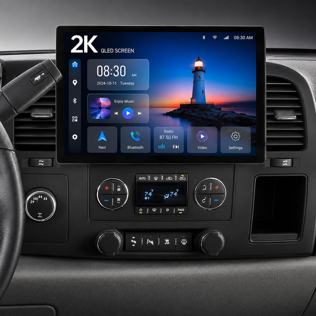 Android 15, 64GB Upgrade Car Radio for 2007-2013 GMC Yukon Chevy Tahoe Suburban Silverado: 1280 * 720 HD Touchscreen, Wireless CarPlay & Android Auto, GPS/WiFi/Bluetooth, Backup Camera, SWC