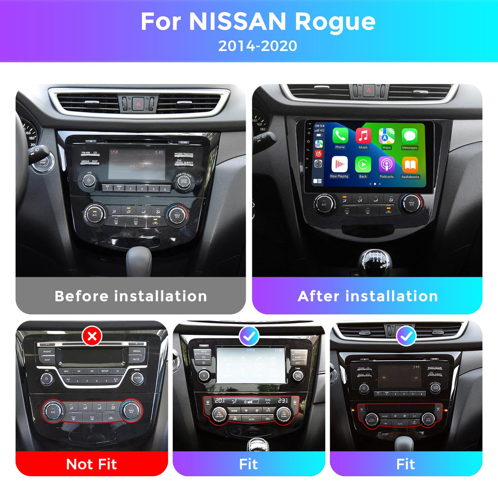 DUDUAUTO DUDU4 Car Stereo for Nissan Rogue 2014-2020 Radio Update 10.36" Touchscreen Head Unit Carplay & Android Auto 8-Core 4GB+64GB for Navigation,Music,Radio w/Custom Wallpaper,Layout