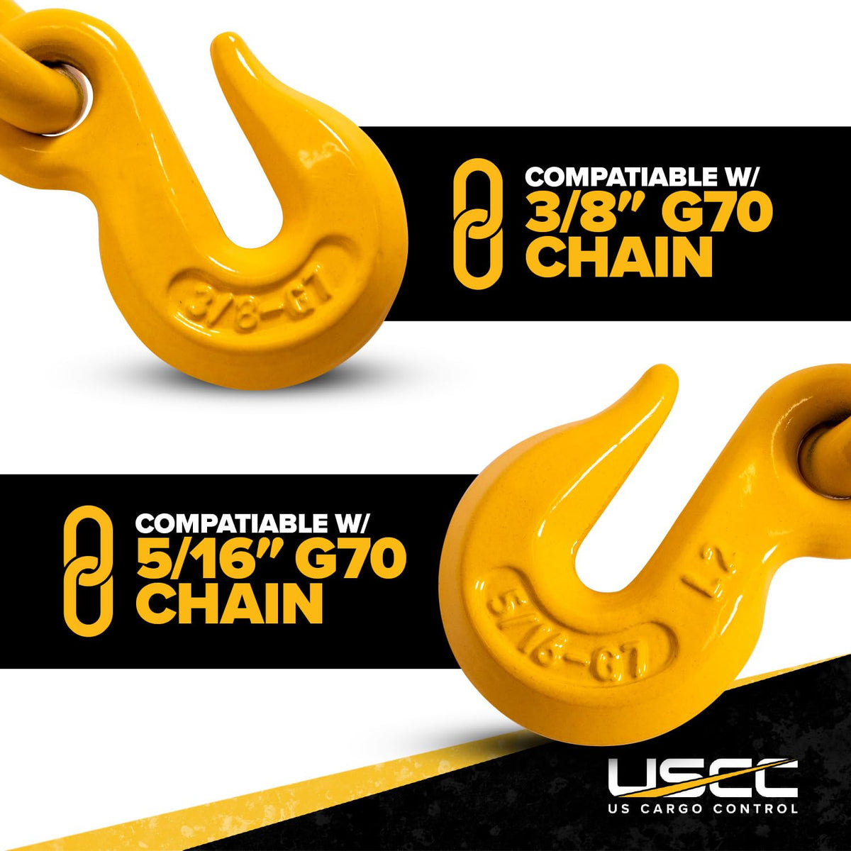 US Cargo Control Lever Binders 5/16" - 3/8" (4-Pack), 6,600 LBS Working Load Limit, Use Recoilless Lever-Style Load Binders with 5/16" Grade 70, 80, 100, & 120 Chain and 3/8" Grade 70 Chain
