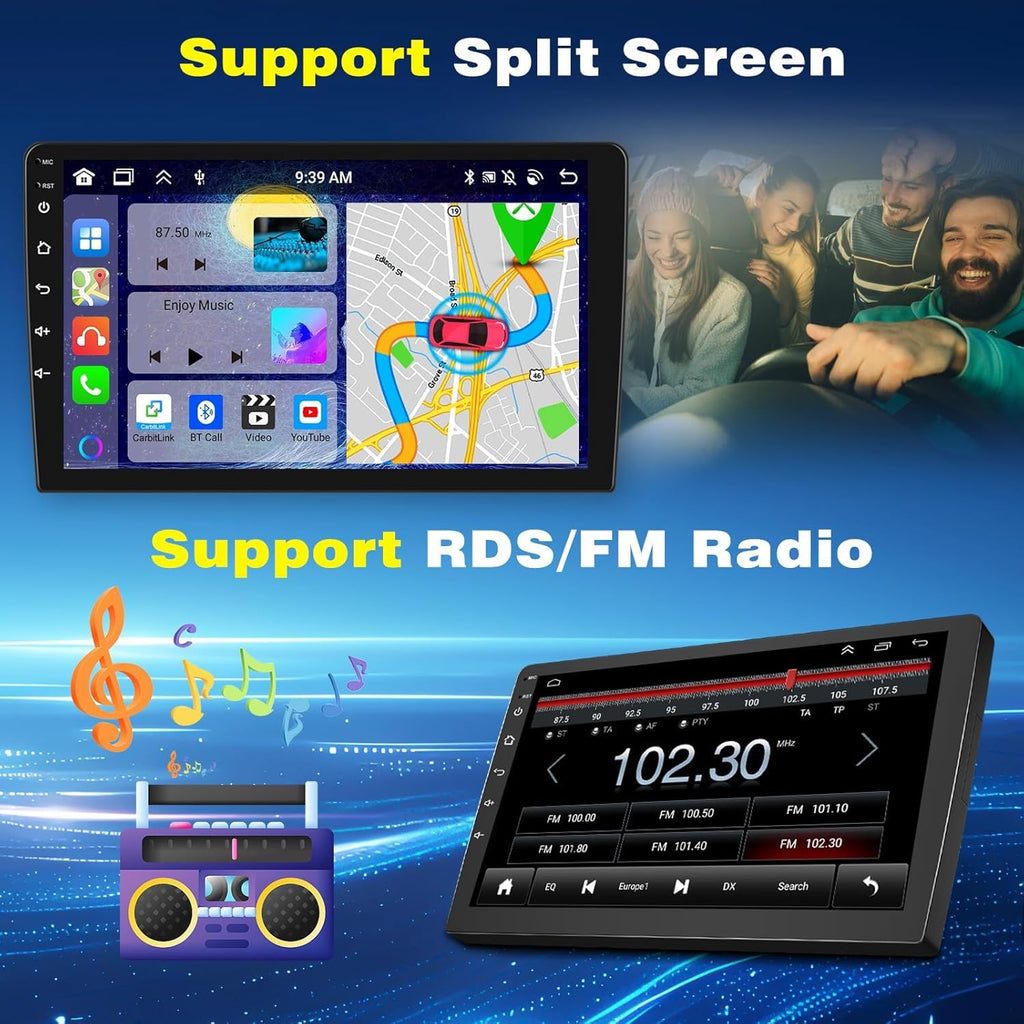 10.1" Touschscreen Car Radio for Chevy Cobalt 2007-2010 with Wireless CarPlay and Android Auto, 2G+32G Android 14 Double Din Car Stereo Head Unit Support GPS Bluetooth Mirror Link WiFi FM SWC Camera