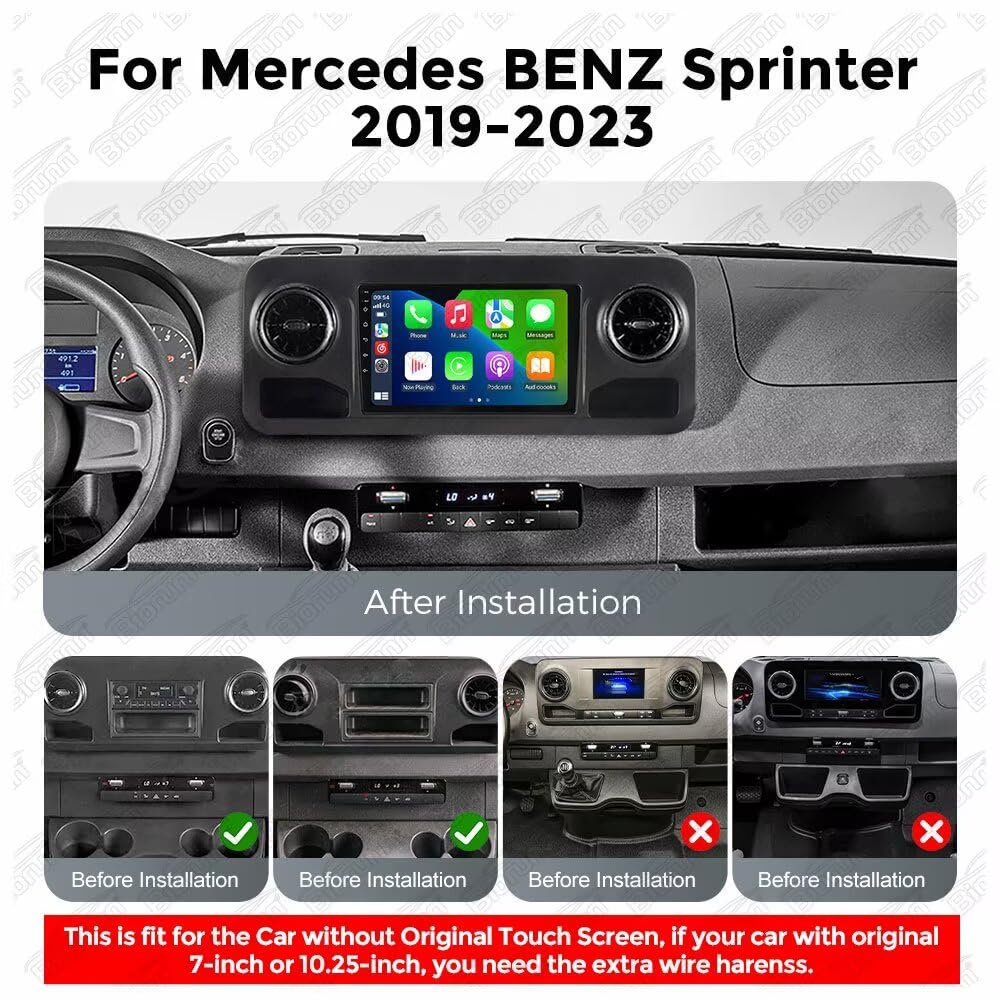 Stereo Car Radio for Mercedes-Benz Sprinter 2019-2023 Head Unit Upgrade