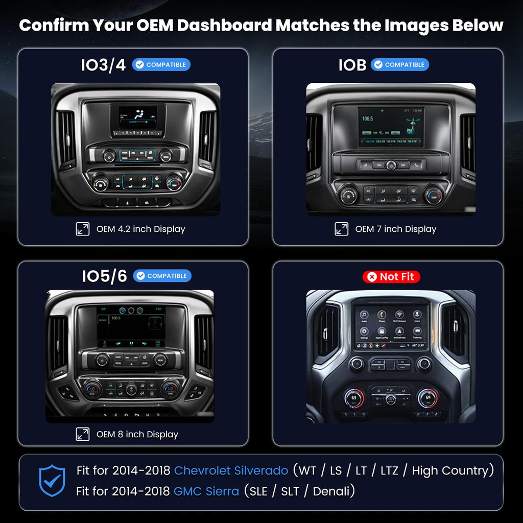 Car Stereo for Chevy Silverado GMC Sierra 2014-2018, CarPlay Android Auto