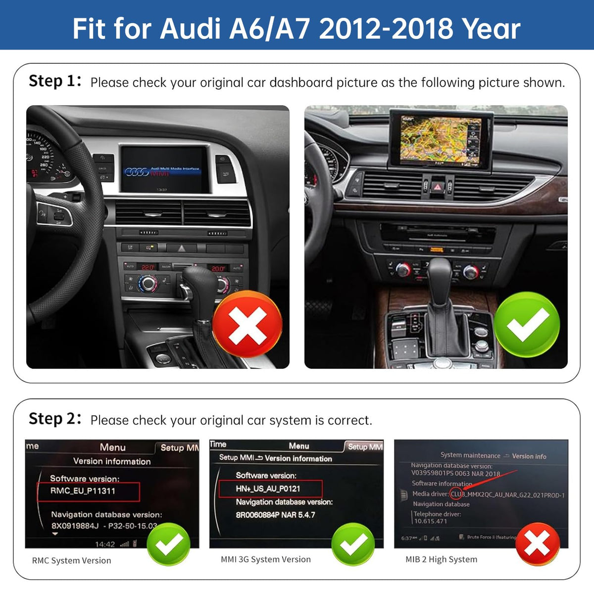 Road Top 10.25" Ultra-Narrow CarPlay Screen for Audi A6 A7 (2012-2018)