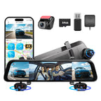 12" 4K+1080Px3,4 Channel Mirror Dash Cam Front and Rear with STARVIS Sensor, Rear View Mirror Camera,Back up Camera for Cars,8 IR Night Vision,WiFi,GPS,Voice Control,Free 128G SD