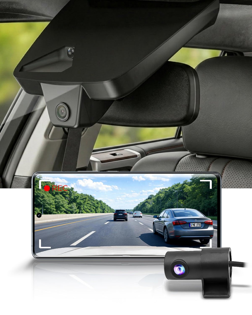 Fitcamx Front 4K+Rear 1080P Dash Cam Adapts for Toyota 4Runner 2025-2026 & Hybrid (HD2-35030), Integrated Factory Look, 2 Way HD Video, WiFi & APP, Loop Recording, G-Sensor, Easy to Set, 128GB Card