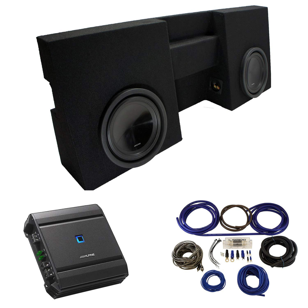 Alpine SWT-10S4 Dual 10" Sub Box S-A60M Amp Fits Tacoma Double Cab 05-15