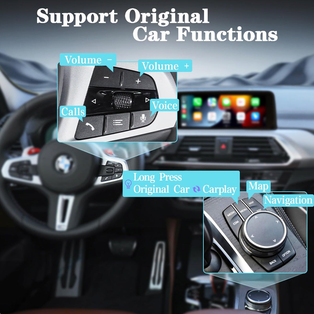 Wireless CarPlay Android Auto Retrofit Kit Decoder Box for BMW NBT System 1/2/3/4/5/6/7 Series X3/X4/X5/X6,Support Mirror Link,Camera, GPS, Siri, YouTube, for BWM Accessories
