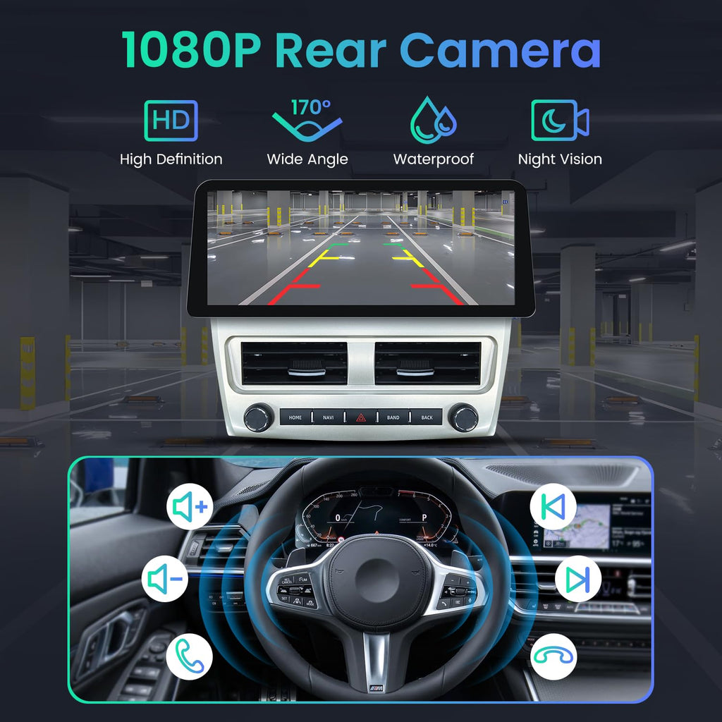 Car Radio for Toyota Camry 2007 2008 2009 2010 2011 Upgrade 12.3" 1280x800 Touch Screen Stereo, Android 13 Head Unit, Wireless Carplay, Android Auto, 5G WiFi GPS FM/EQ Bluetooth SWC Backup Camera