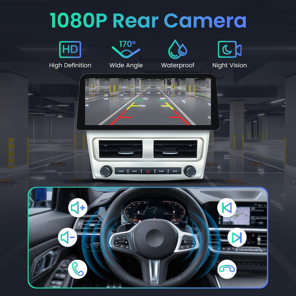 Car Radio for Toyota Camry 2007 2008 2009 2010 2011 Upgrade 12.3" 1280x800 Touch Screen Stereo, Android 13 Head Unit, Wireless Carplay, Android Auto, 5G WiFi GPS FM/EQ Bluetooth SWC Backup Camera