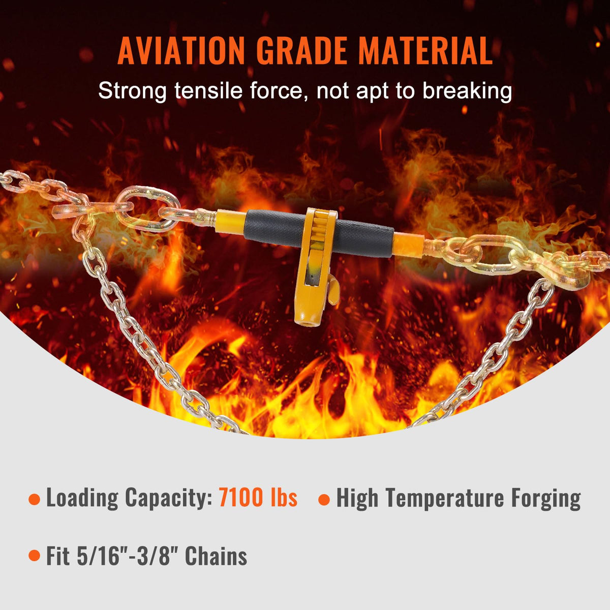 Ratchet Chain Binder, 5/16"-3/8" Heavy-Duty Load Binders, Featuring G80 Hooks 7,100 lbs Secure Limit, 4 P, Labor-Saving Anti-Skid Handle, Tie Down Hauling for Flatbed Truck Trailer