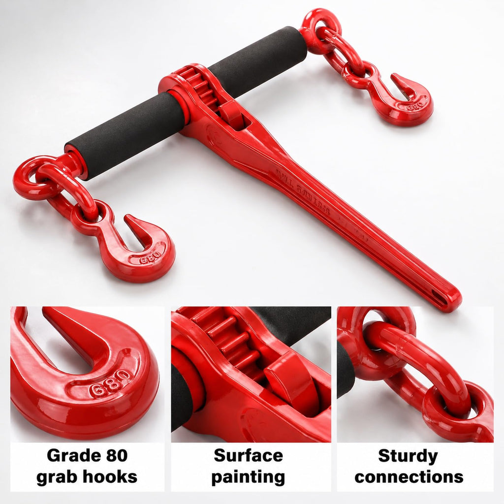 5/16"- 3/8" Ratchet Load Binder with G80 Chain 4Pack 5/16" Tie Down Kit