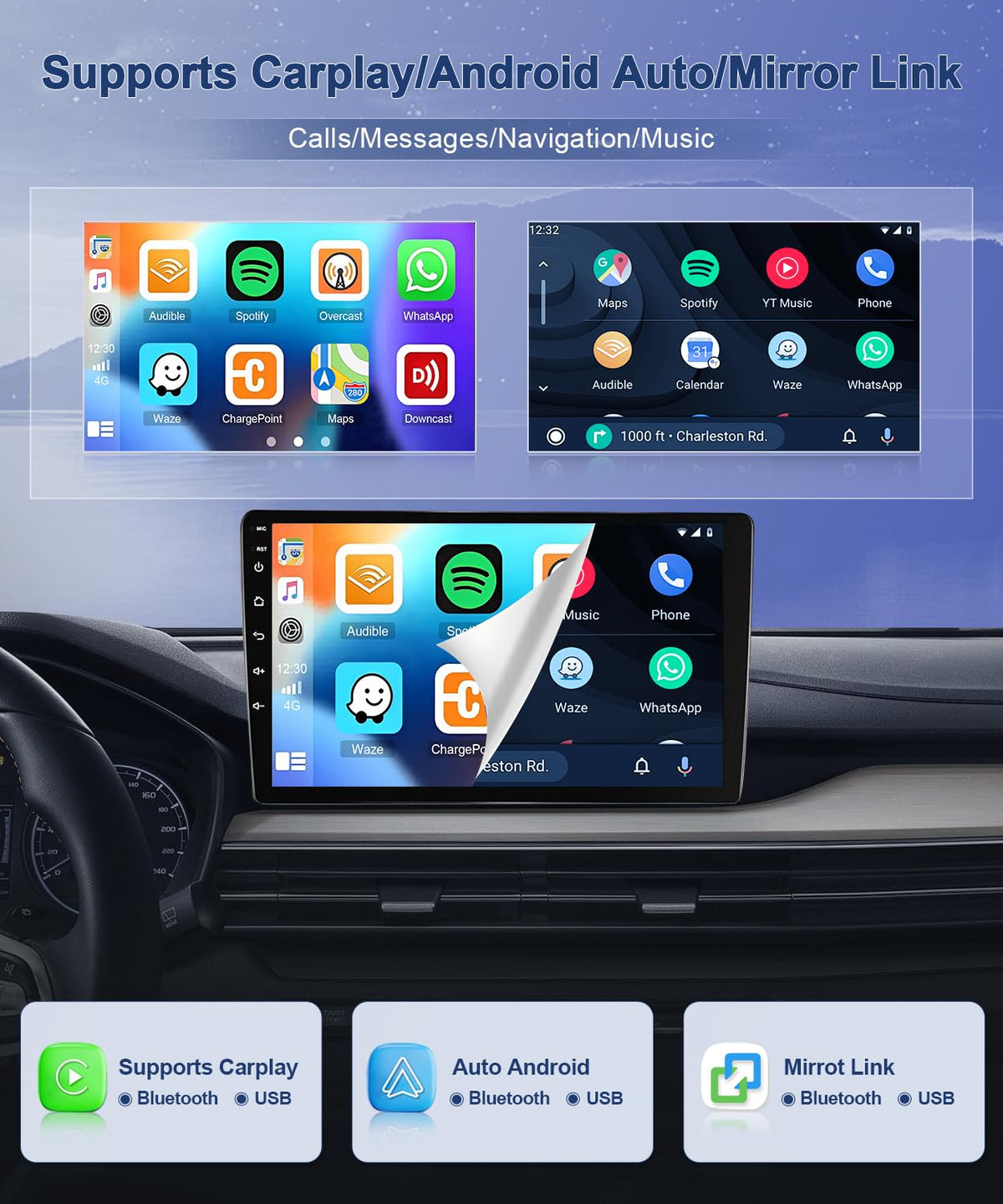 7 in Touchscreen Car Radio Stereo for Pontiac Torrent 2006 Upgrade,Android 13 Double Din Radio for Pontiac Torrent with Wireless Carplay Android Auto,Support WiFi GPS SWC Backup Camera-2+64G
