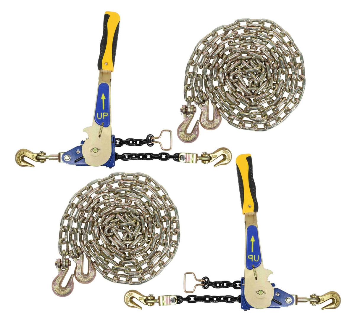 TM USWWAGOODS Replacement for/Fits 5/16 20' G70 Chain (2) and Easy Binder Ratcheting Chain Load Binder (2) Trans...