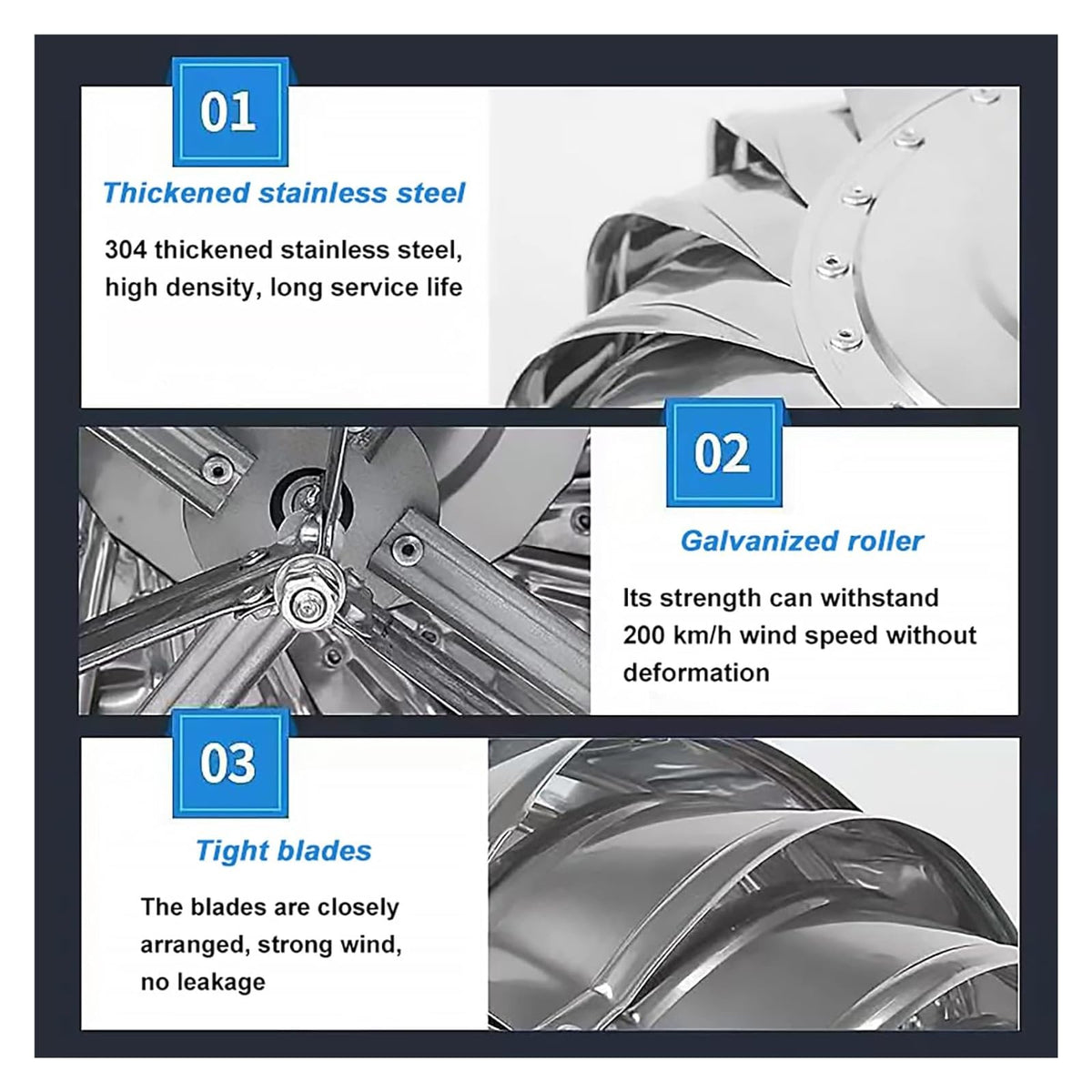 304 Stainless Steel Roof Wind Ventilator - Rotating Chimney Cowl, No Assembly Needed, Rainproof Design, Durable Exhaust Vent for Roofs, Efficient Air Circulation