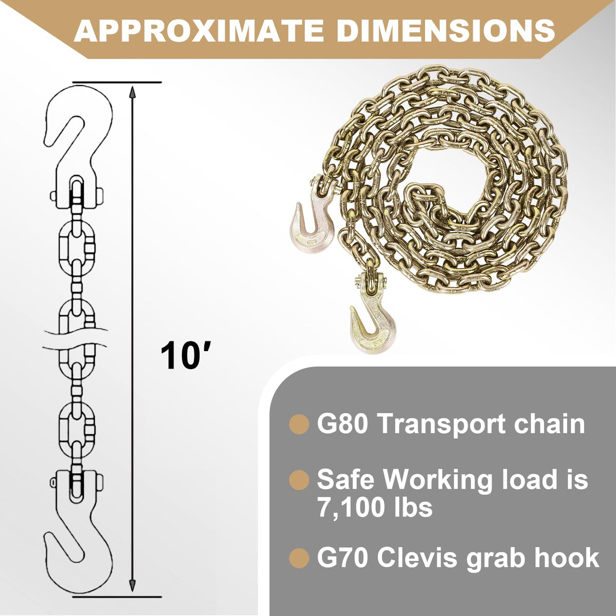 AAIN 4Pack Chain and Binder Kit, 3/8"-1/2" Ratchet Load Binders 9200 lbs