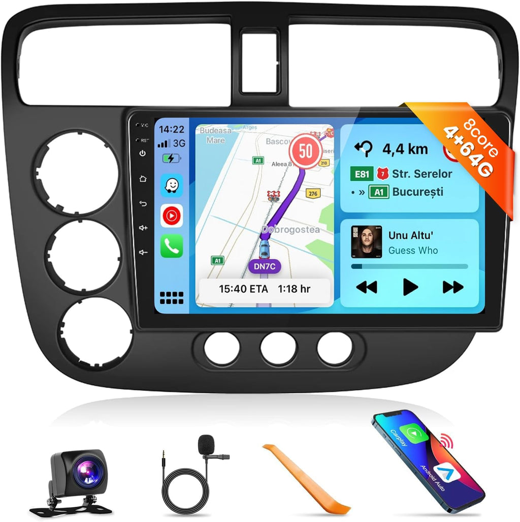 8Core 6G 128G Car Radio for Honda Civic 2001-2005 with Wireless Carplay