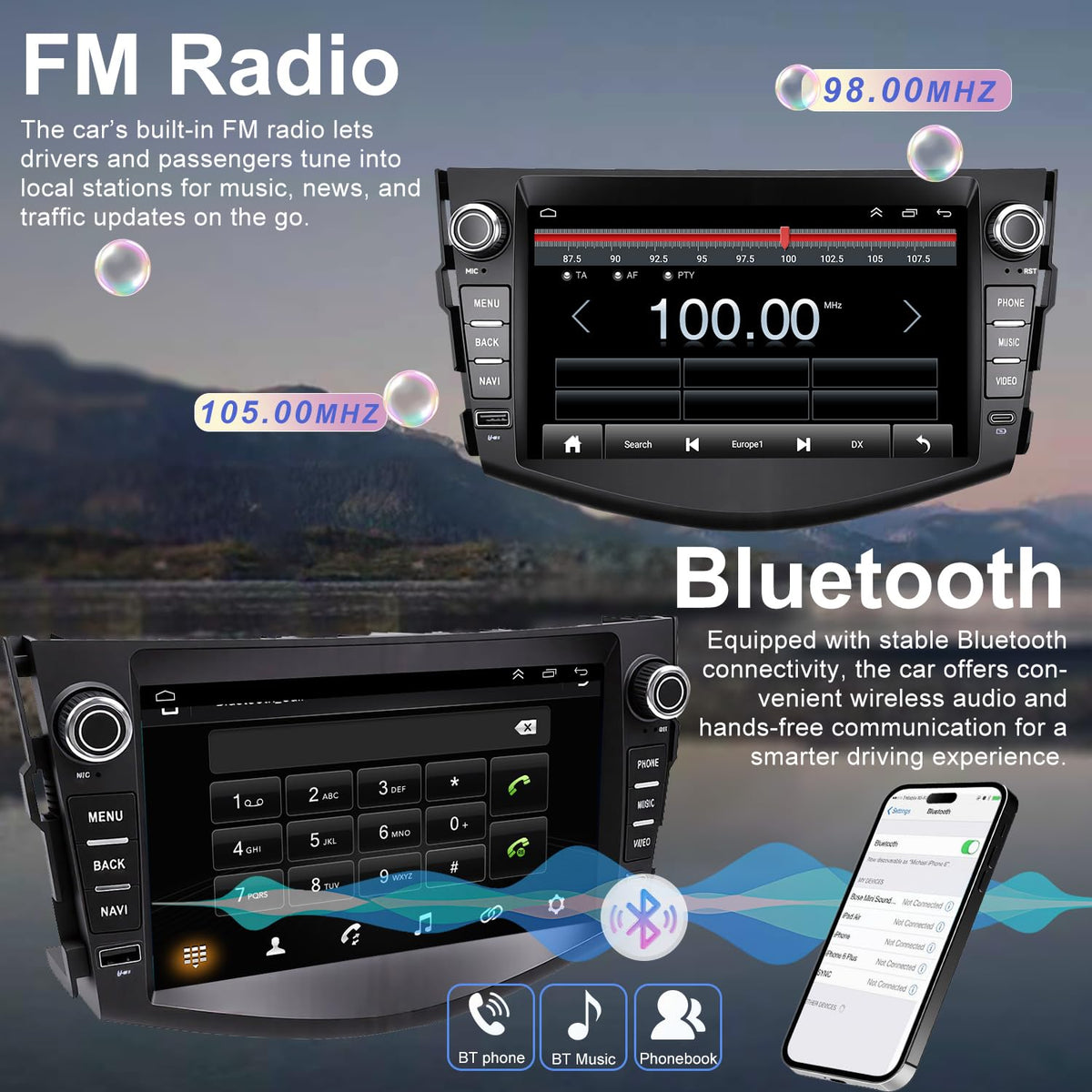 Upgrade Car Radio Stereo for Toyota RAV4 2006 2007 2008 2009 2010 2011 2012, 8 Inch Touch Screen Head Unit with Wireless Carplay Android Auto GPS Navigation FM Bluetooth SWC 5G WiFi HD Backup Camera
