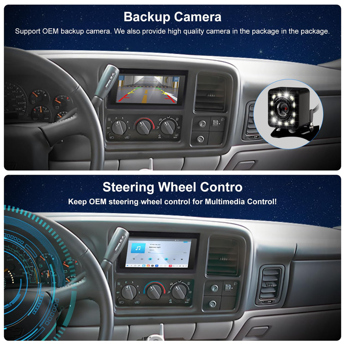 QLED Radio for Chevy GMC Buick Cadillac 1995 1996 1997 1998 1999 2000 2001 2002,8 core Touch Screen Stereo Upgrade,Wireless carplay & Android Auto,Free Backup Camera