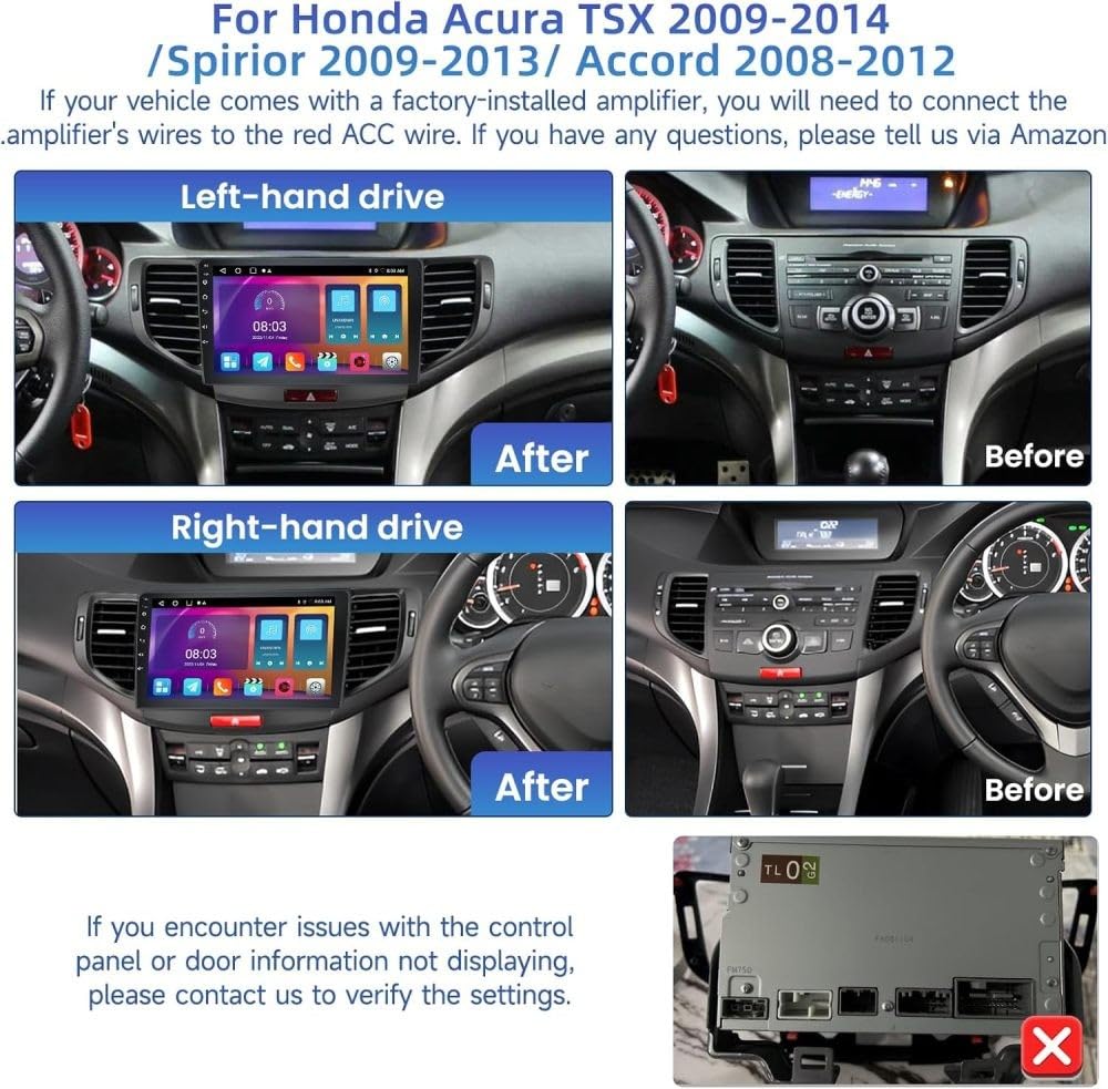 4+128G Android 15 Car Radio for Acura TSX 2009-2014 Honda Accord 2008-2012