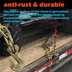 Chain and Binder Kit 5/16" - 1/4" Chain Binder Load Binder Transport Chain with 3,150lbs Safe Work Load for Truck Flatbed Trailer Tie Down Hauling Logging