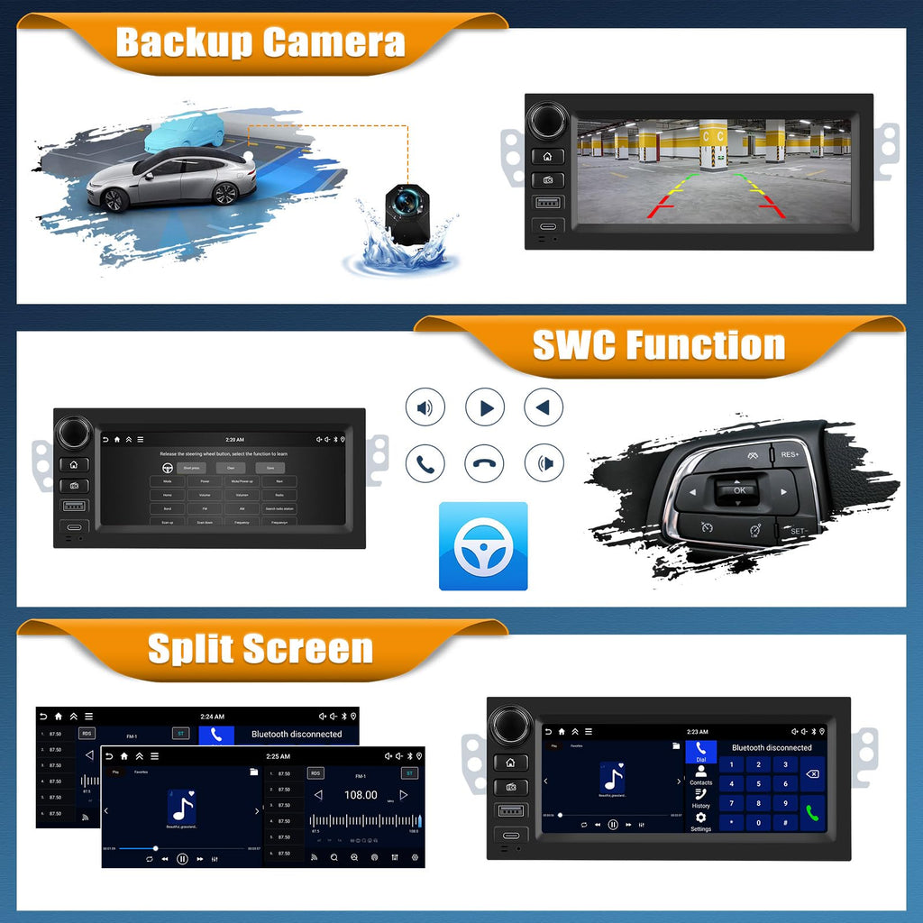 [4+64G] Android 15 Car Radio Stereo for Chevy Camaro 97-02,S10 98-02,Blazer 98-02,GMC Suburban 95-19,Yukon 95-02,Sonoma 98-02 with Carplay,6.86” Touchscreen Car Radio with WiFi,GPS,BT,FM/RDS,SWC,EQ