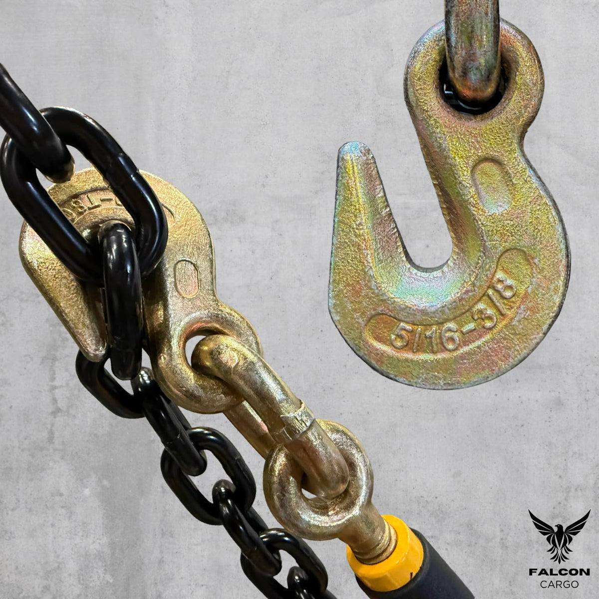 4PK 5/16-3/8" Folding Ratchet Load Binder G70 & G80-7,100 LBS WLL - Clevis Grab Hook, Chain Tie-Down